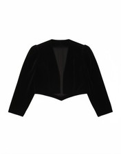 VINTAGE Womens Velvet Bolero Jacket UK 14 Medium Black Cotton BH09