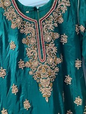 Golu Designer Indian pakistani emerald green/ purple Heavy Shalwar Kameez Suit