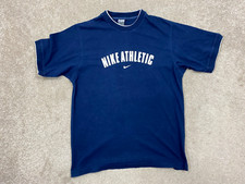 Nike Athletics Men's T-Shirt Size L Navy Logo Swoosh Cotton pit-pit 21 in