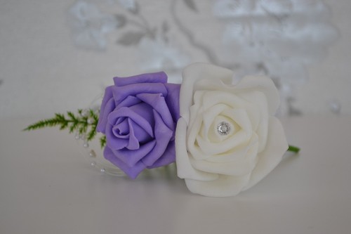 Lilac rose double corsage - rose,