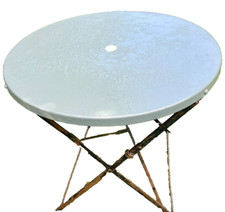 ANTIQUE FRENCH GARDEN TABLE FOLDING IRON FRENCH COUNTRY STYLE NEWLY REPAINTED