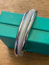 Brand New & Boxed 925 stamped silver 3 bangle torque cuff mesh bracelet