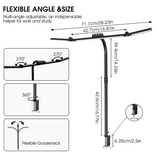 Led desk lamp with clamp - clamp,, 24w