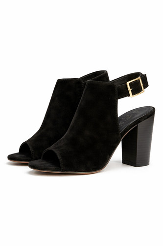 Black open toe block heels - black,