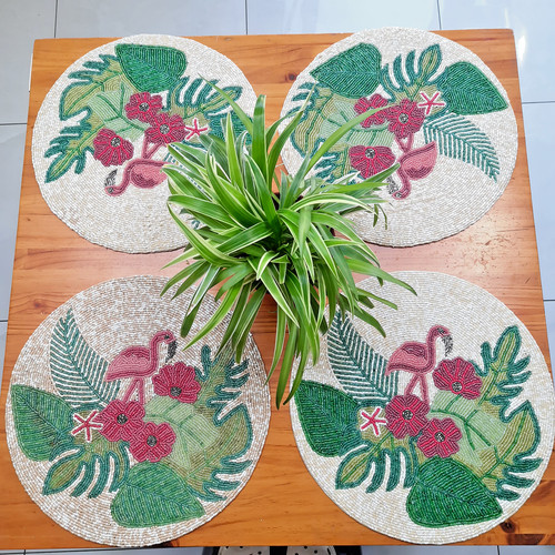 Handmade placemat glass beaded - handmade,