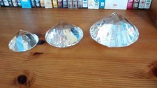 3 SMALL/MEDIUM/LARGE CLEAR Diamond Shape Paperweights  Cut Glass