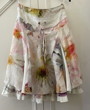 Lisa Campione Printed Floral Skirt Linen Size 36