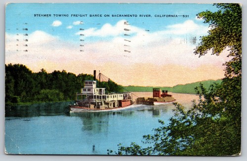Postcard steam towing freight - postcard-,