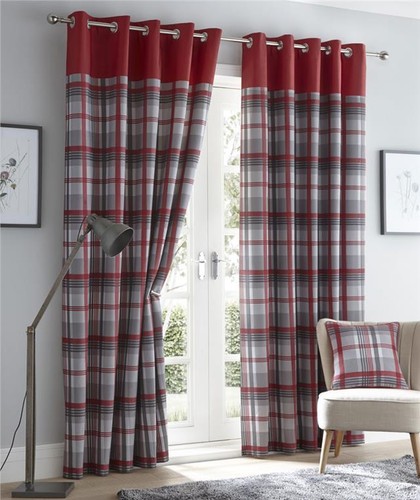 Lined curtains tartan - tartan, check