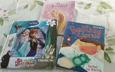 3 Book Bundle: Girls 3+ Frozen 5 Jigsaw Puzzles/Bedtime Stories/Disney Rapunzel