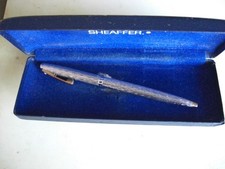 SHEAFFER WHITE DOT SILVER BALLPOINT PEN WITH CASE AND WORKING