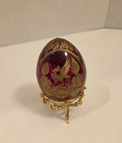 Vtg ruby glass gilt etched - vtg,