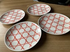 4x Habitat Mix It Up 8 inch  Tea / Side Plate Cream With Orange Circles