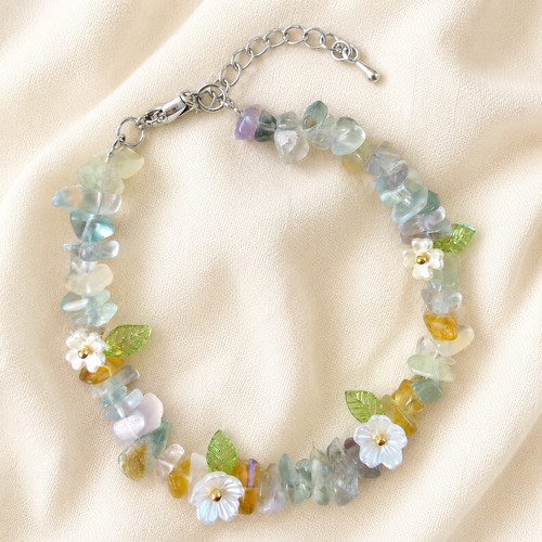 Natural fluorite chip bracelet - fluorite,