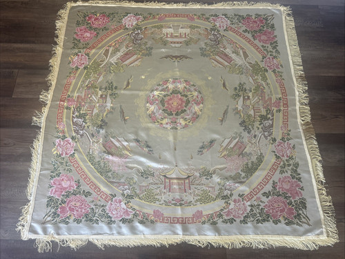 Vintage silk brocaded - vintage, fringed