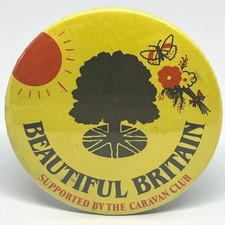 Beautiful Britain Caravan Club Promo Vintage Pin Badge Butterfly Tree Flower UK