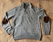 GREEN COAST JOKER MENS JUMPER - CHEST 23" BLUE & WHITE - SUEDE ELBOW PATCHES