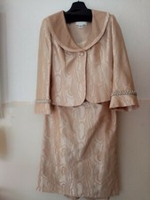 Coterie Gold  3 Piece Jacket Skirt & Top Silk Outfit  Size 10 Occasion Wear