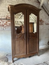 Large Antique French Mirrored Armoire Wardrobe Linen Press Pantry Larder