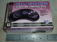 SEGA MEGADRIVE I II 6 BUTTON CONTROLLER BRAND NEW! GAME CONTROL PAD Black Blaze