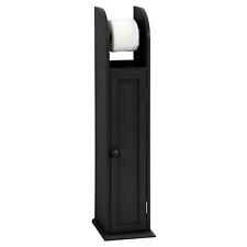Bathroom Toilet Paper Roll Holder Floor Standing Storage Cabinet Black Wooden