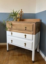 Edwardian Antique Oak Chest Of Drawers Farrow & Ball All White Delivery Avail