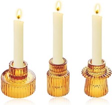3 Pack Tall Clear Glass Candle