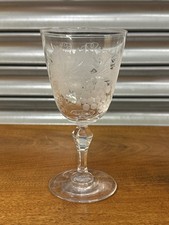 Beautiful Vintage Rummer Wine Glass Etched Grapes Leaves & Vine