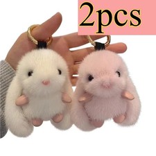 2pcs Cute Rabbit Keychain Ring
