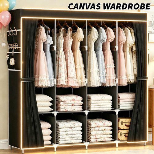 Large fabric canvas wardrobe - large,