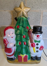 Vintage Christmas Blow Mold Decoration Santa and Snowman Large 78 cm
