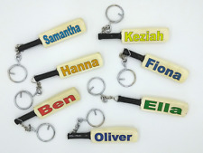 Personalised "Your Name" Mini Miniature Cricket Bat Keyring : Any Name & Colour