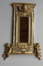 Dolls House Tall Ornate Cherub Gold Wall Mirror With Two Cherubs 1 / 12th  Scale