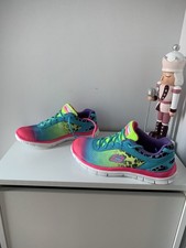 Skechers gel infused multi pink green blue rainbow colours trainers shoes size 5