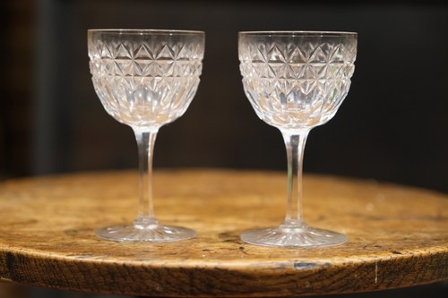Pair antique cut - cut, crystal