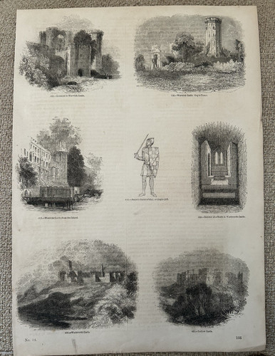 Antique print warwick - antique, castle