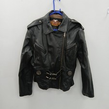 Harley Davidson Biker Jacket Women's UK Size L Black Leather RMF30-RH