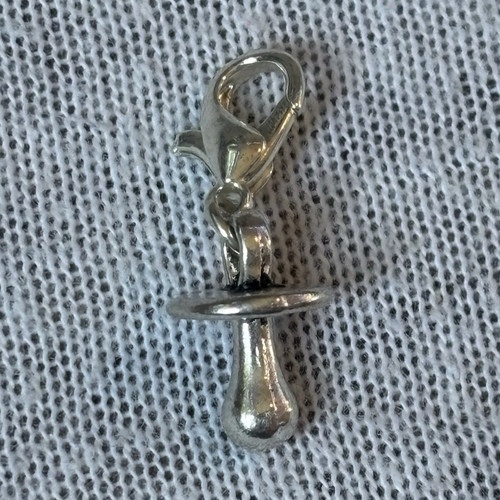 Silver tone baby dummy - tone, lobster