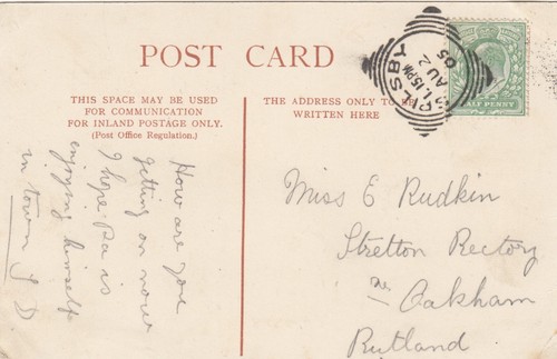 Postcard genealogy miss rudkin - postcard,