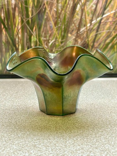 Vintage green carnival glass - carnival,