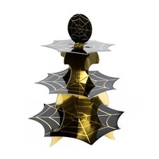 HALLOWEEN CAKE STAND GOLD SPIDER SWEET STAND TABLEWARE DECORATION PARTY 3 TIER