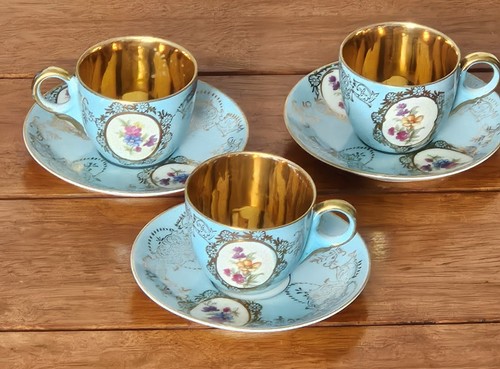 Antique blue floral and - gold, 3