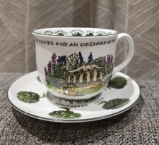 M&S St. Michael Oversized Teacup & Saucer Herbs & Orchard of Trees Bone China