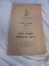 ROYAL SIGNALS TRAINING NOTES LOW POWERED WIRELESS SETS.  HANDBOOK MANUAL L1