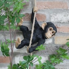 Hanging Monkey Ornament Rope Resin Swing Chimp Statue Quirky Jungle Home Decor