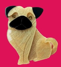 Modern Arcrylic Handmade BROOCH 3D Pug Dog Puppy Vintage Style Boxed BN Broach 
