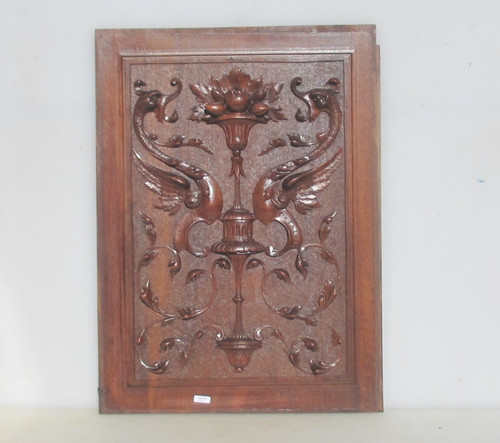 Antique carved wooden panel - antique,