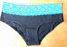 La Senza size 10  Black chevron lace trim Brazilian knickers panties briefs