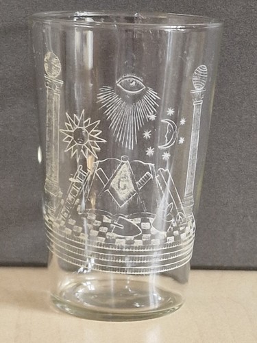 Vintage masonic etched - masonic,