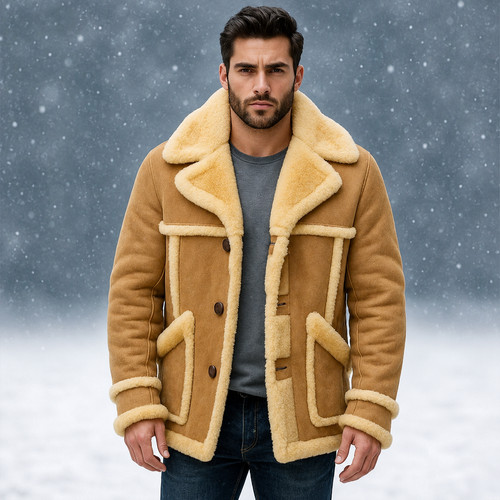 Men brown genuine lambskin - men's,